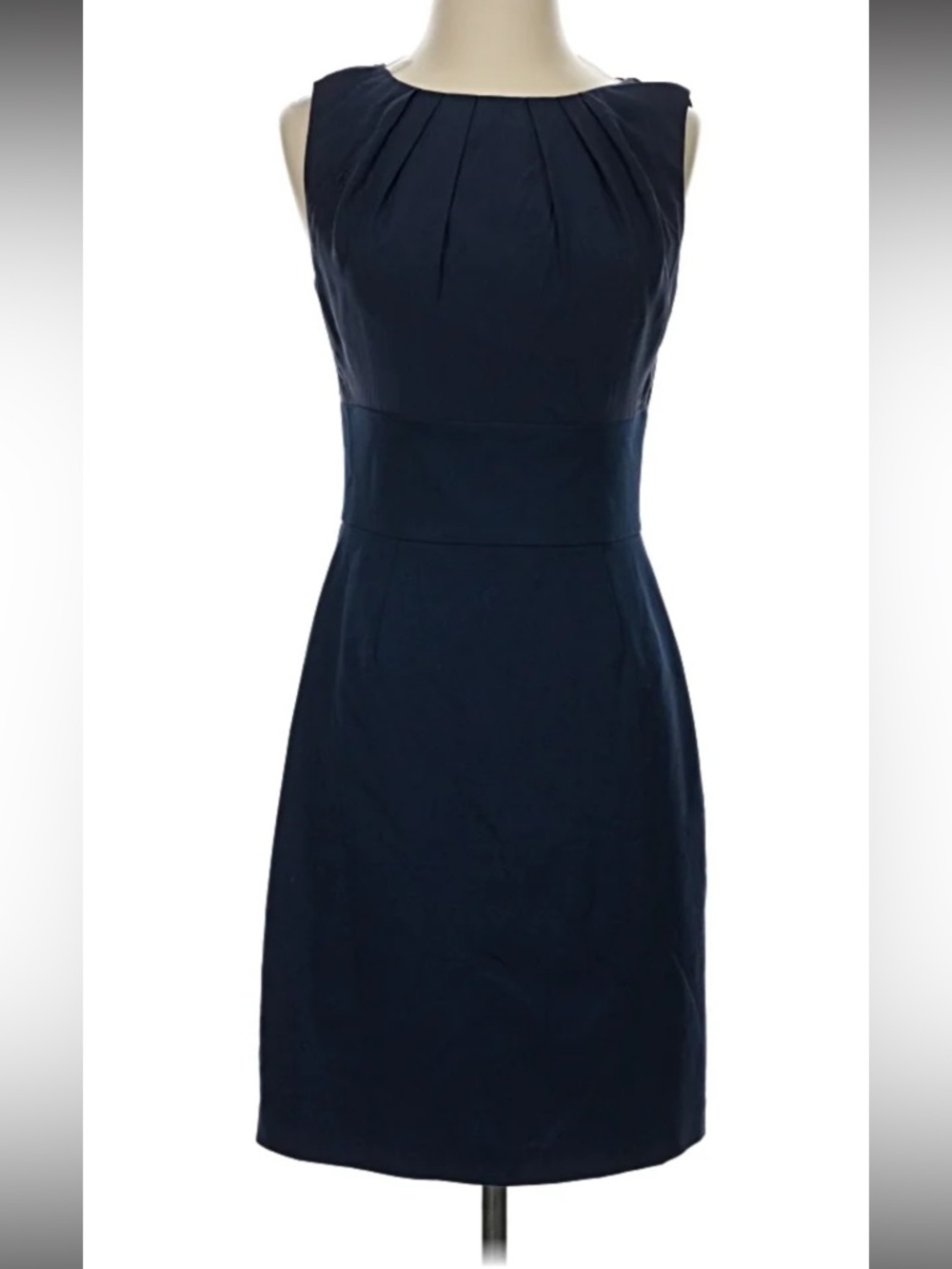 Trina Turk Navy Sleeveless Pleated Bodice Midi Dress